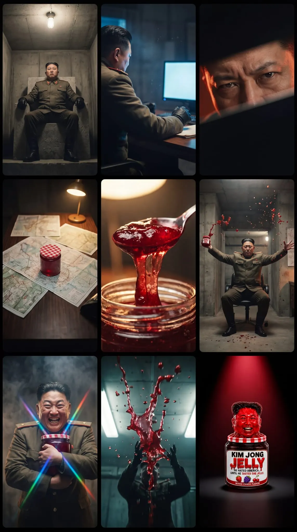 Kim Jong Jelly brand collage and product jar